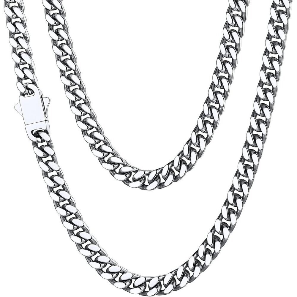 Stainless Steel Mens Cuban Link Chain Black Gold Miami Necklace Durable